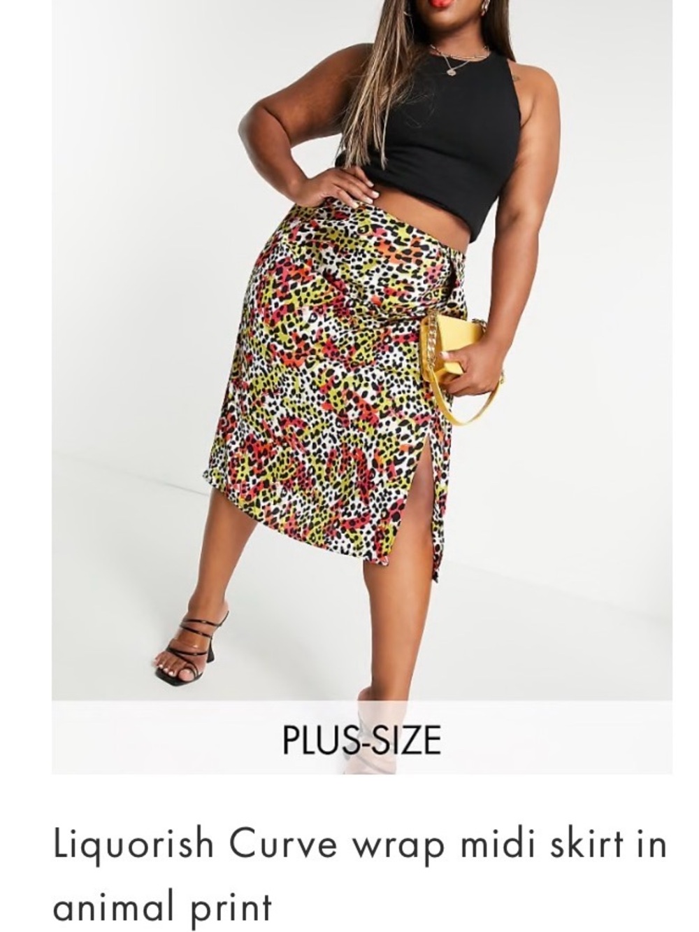 Curve Animal Print Midi Skirt with Side Slit in Multicolor